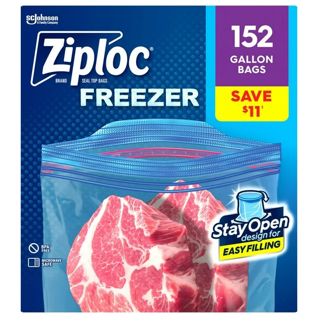 Ziploc Double Zipper Freezer Bags Gallon 152 Ct - Bellso